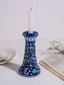 Navy Floral Vine Blue Pottery Candle Stand