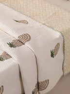 Kantha Quilt Blanket with Pillowcase Set Handmade Pineapple Pattern Printed Queen Soft Cozy throw Blanket - Image 4
