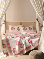 Quilt with Pillow Cover Stamp Set Floral Cotton Quilted Double Soft Cozy Coverlet All Season Blanket - Image 6