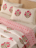 Quilt with Pillow Cover Stamp Set Floral Cotton Quilted Double Soft Cozy Coverlet All Season Blanket - Image 5