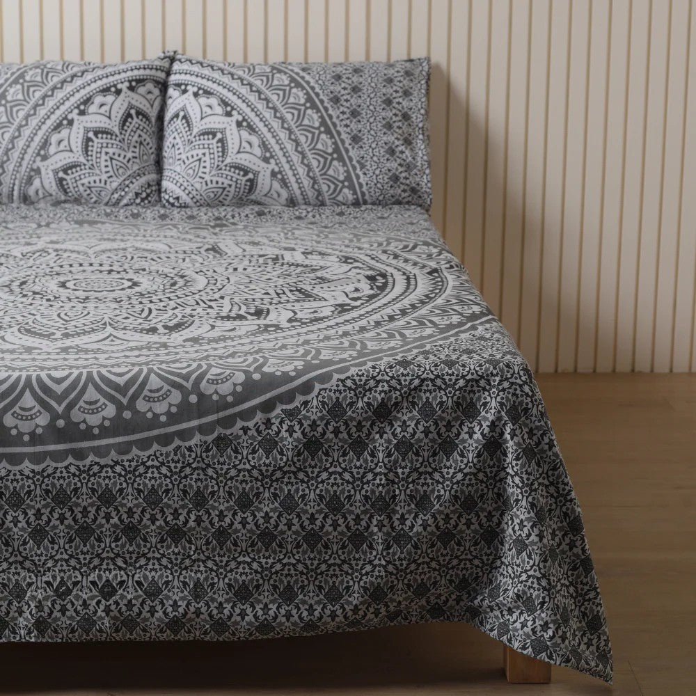 Black Mandala Bedsheet set with pillow covers Secondary image