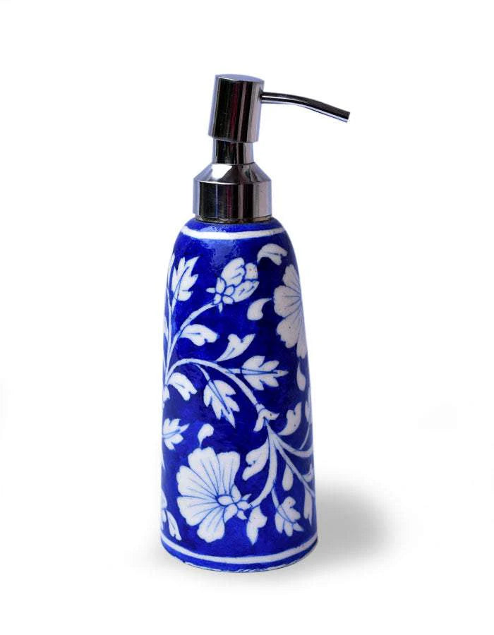 Handmade Blue Base Floral Soap Dispenser Secondary image