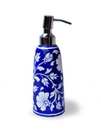 Handmade Blue Base Floral Soap Dispenser