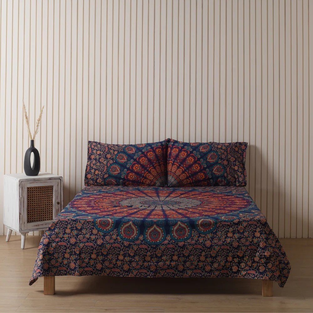 Blue Mandala Bedsheets with pillow covers Main image
