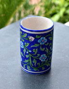 Handmade Blue Pottery Cylinder