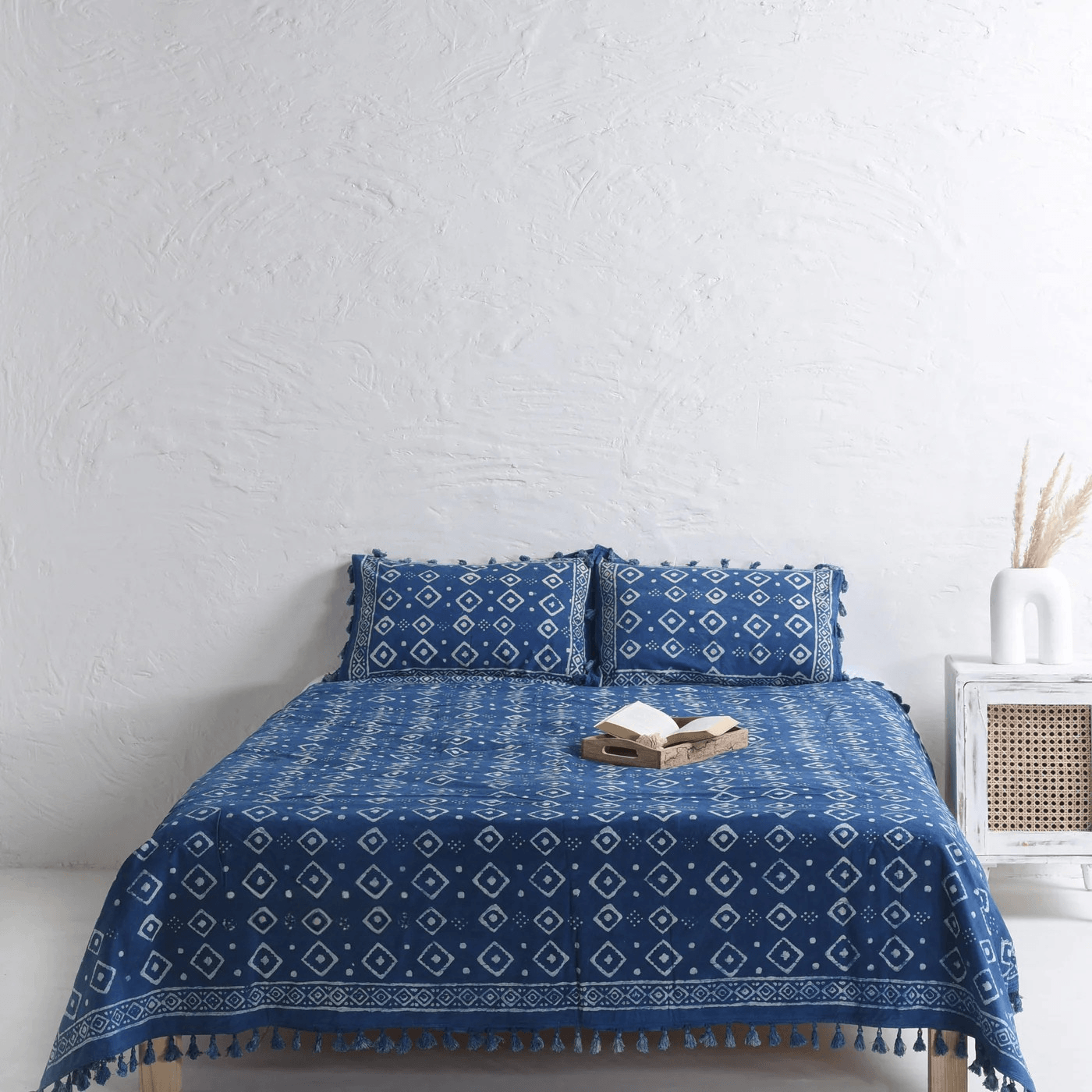 Boho Stone Washed Block Printed Bedsheet and Pillow Set Main image
