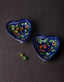 Heart-Shaped Serving Plates – Blue Base with Brown Floral Design (4 Inch, Set of 2)