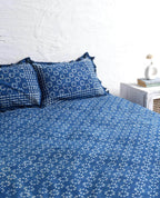 Flower Aesthetic Block Printed Bedsheet and Pillow Set