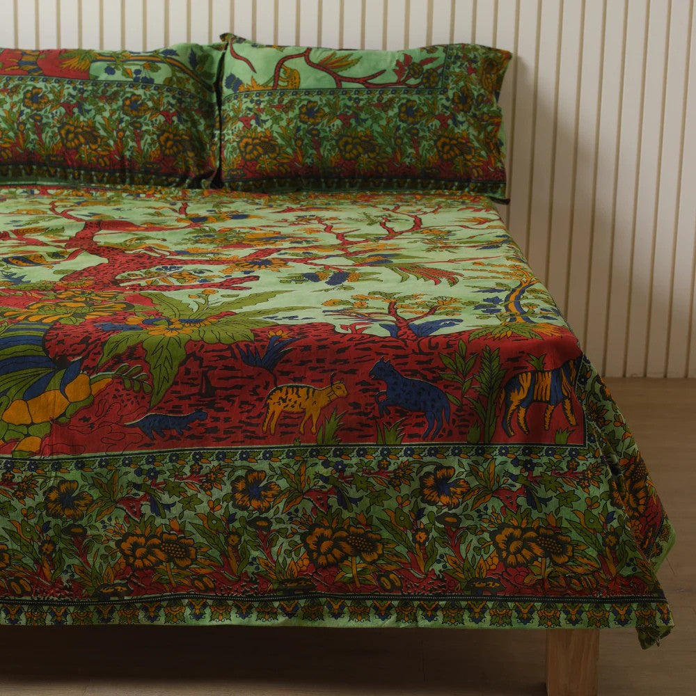 Green Tree of Life Mandala Bedsheets with pillow covers Secondary image