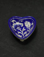 Handmade Heart-Shaped Blue Pottery Plate Set with Gift Box