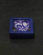 Handmade Heart-Shaped Blue Pottery Plate Set with Gift Box
