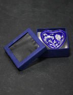 Handmade Heart-Shaped Blue Pottery Plate Set with Gift Box