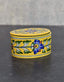 Handmade Oval Box in Yellow Base With Blue Florals