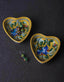 Heart-Shaped Serving Plates – Yellow Base with Blue Floral Design (4 Inch, Set of 2)