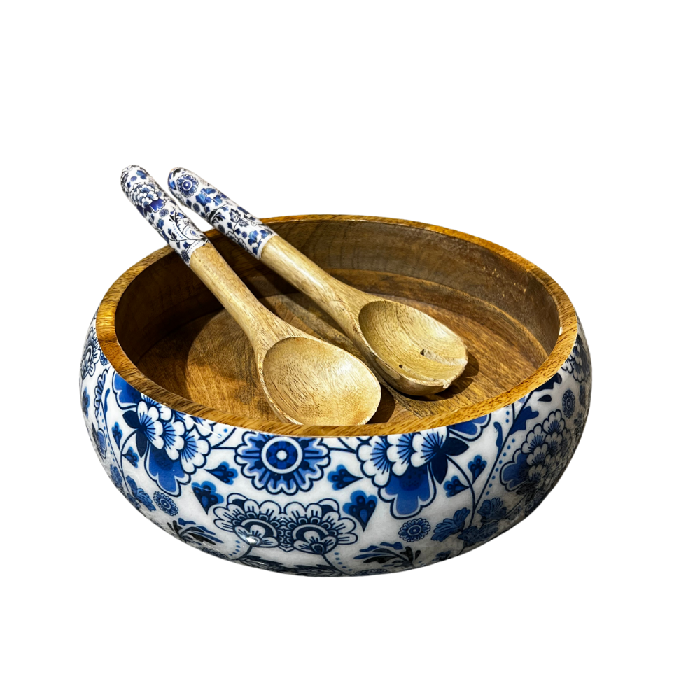 Blue Floral Salad Bowl Main image
