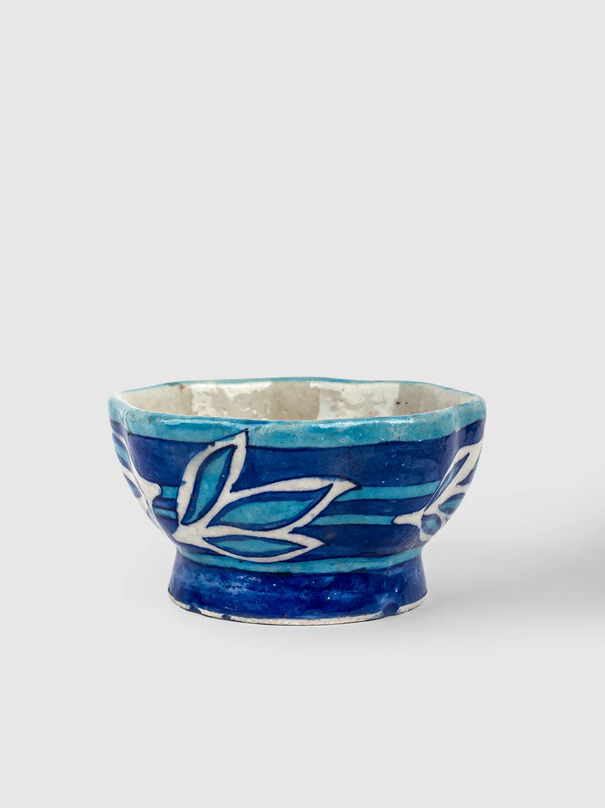 Lotus Leaf Blue Pottery Bowl
