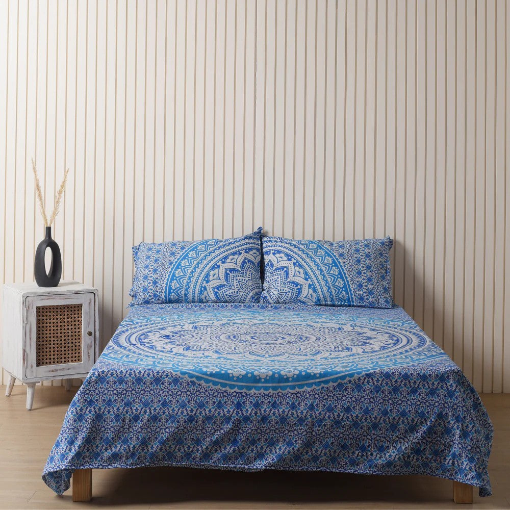 Midnight Blue Mandala Bedsheets with pillow covers