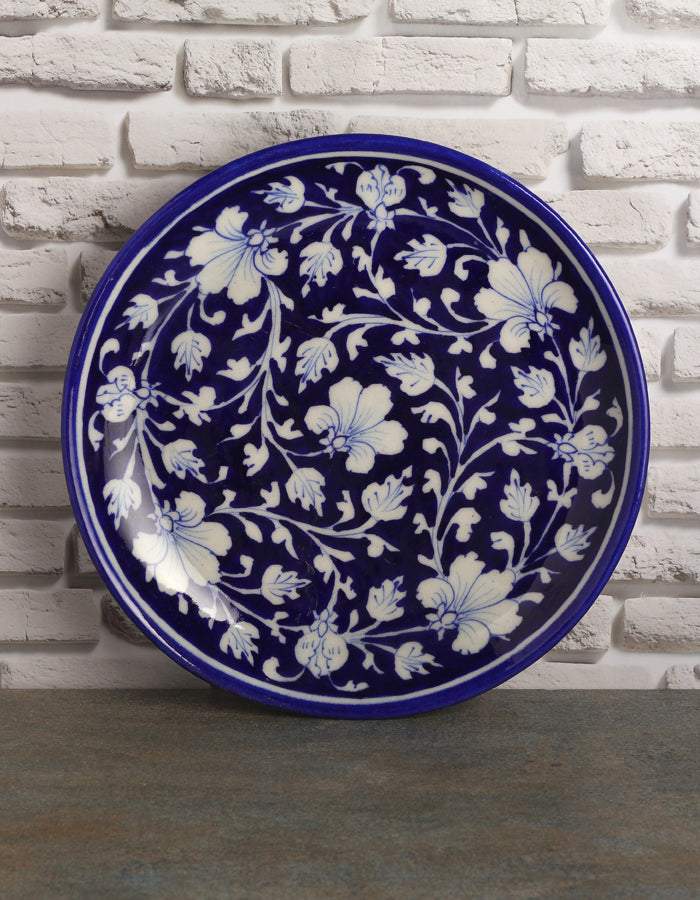 Midnight Floral Blue Pottery Wall Plat Main image