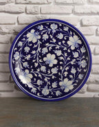 Midnight Floral Blue Pottery Wall Plat