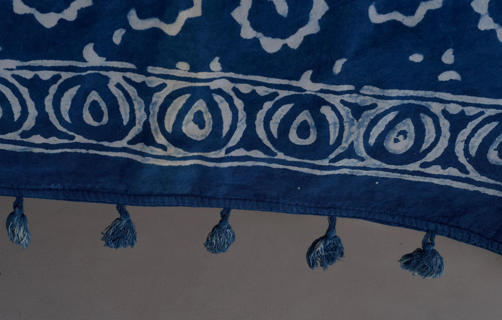 Mud Cloth Blue Block Printed Bedsheet and Pillow Set