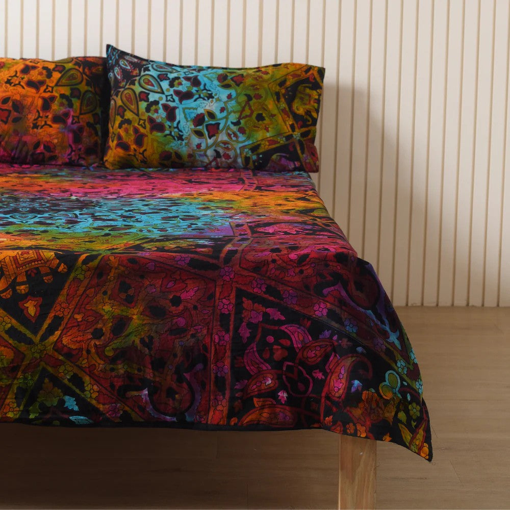 Multicolor Mandala Bedsheet set with pillow covers Secondary image
