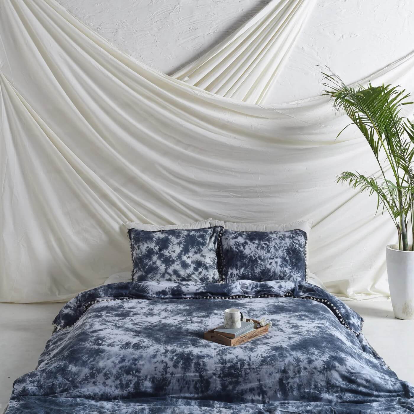 Ocean Blue Tie Dye Bedsheet set with Pillow Covers Main image