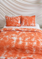 Orange and White Tie Dye Bedsheets with Pillow Covers