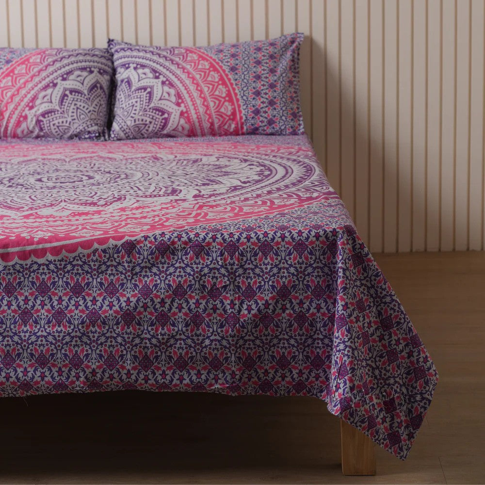 Pink Mandala Bedsheet set with pillow covers Secondary image