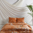 Rust Orange Tie Dye Bedsheets with Pillow Covers