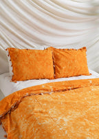 Turmeric Orange Tie Dye Bedsheets with Pillow Covers