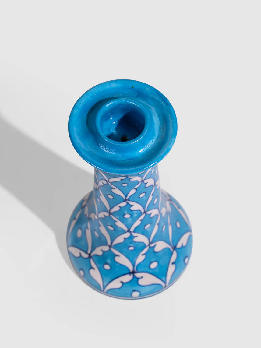 Turquoise Geometric Blue Pottery Candle Stand Secondary image