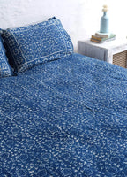 Vintage Look Stone Washed Wooden Block Printed Bedsheet and Pillow Set