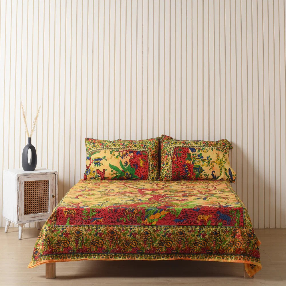 Yellow Tree of Life Bedsheets with pillow covers Main image