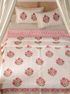 Quilt with Pillow Cover Stamp Set Floral Cotton Quilted Double Soft Cozy Coverlet All Season Blanket - Image 2