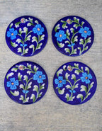 Blue Base Floral Pattern Coaster