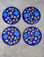 Blue Base Floral Pattern Coaster