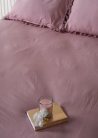 Coral Linen Bedsheet with Pillow Covers