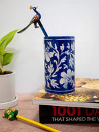 Handmade Blue pottery Cylinder Blue
