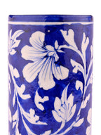 Handmade Blue pottery Cylinder Blue