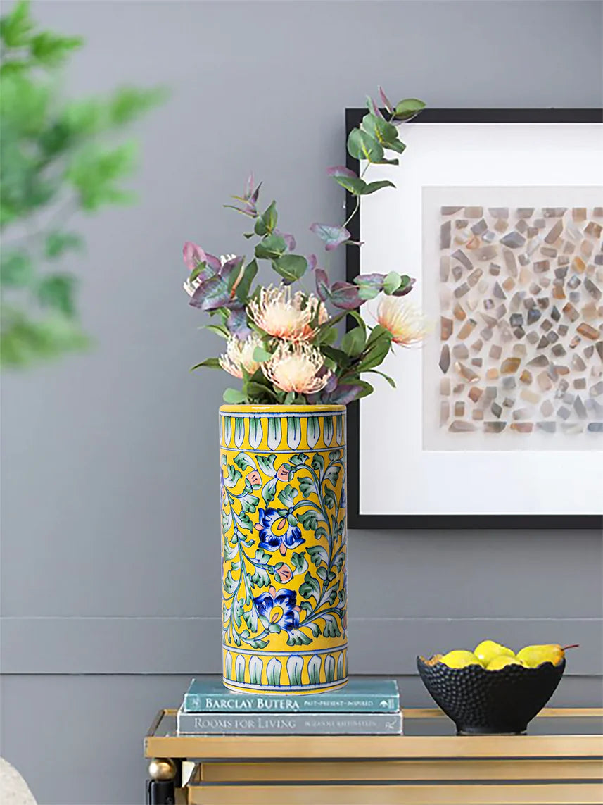 Cylinder Flower Vase Yellow Vine Main image
