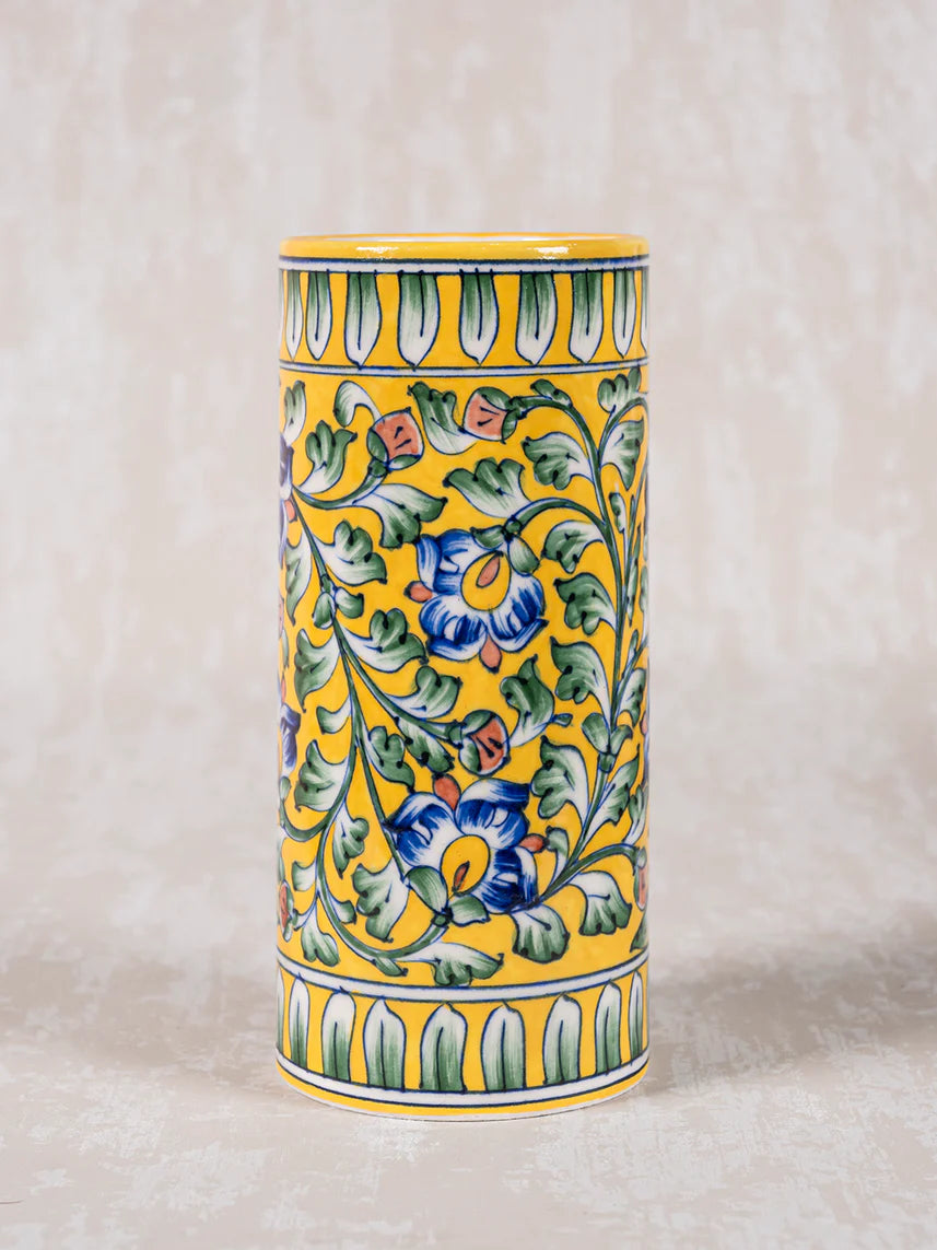 Cylinder Flower Vase Yellow Vine Secondary image