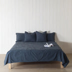 Deep Blue Linen Bedsheet with Pillow Covers