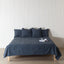 Deep Blue Linen Bedsheet with Pillow Covers