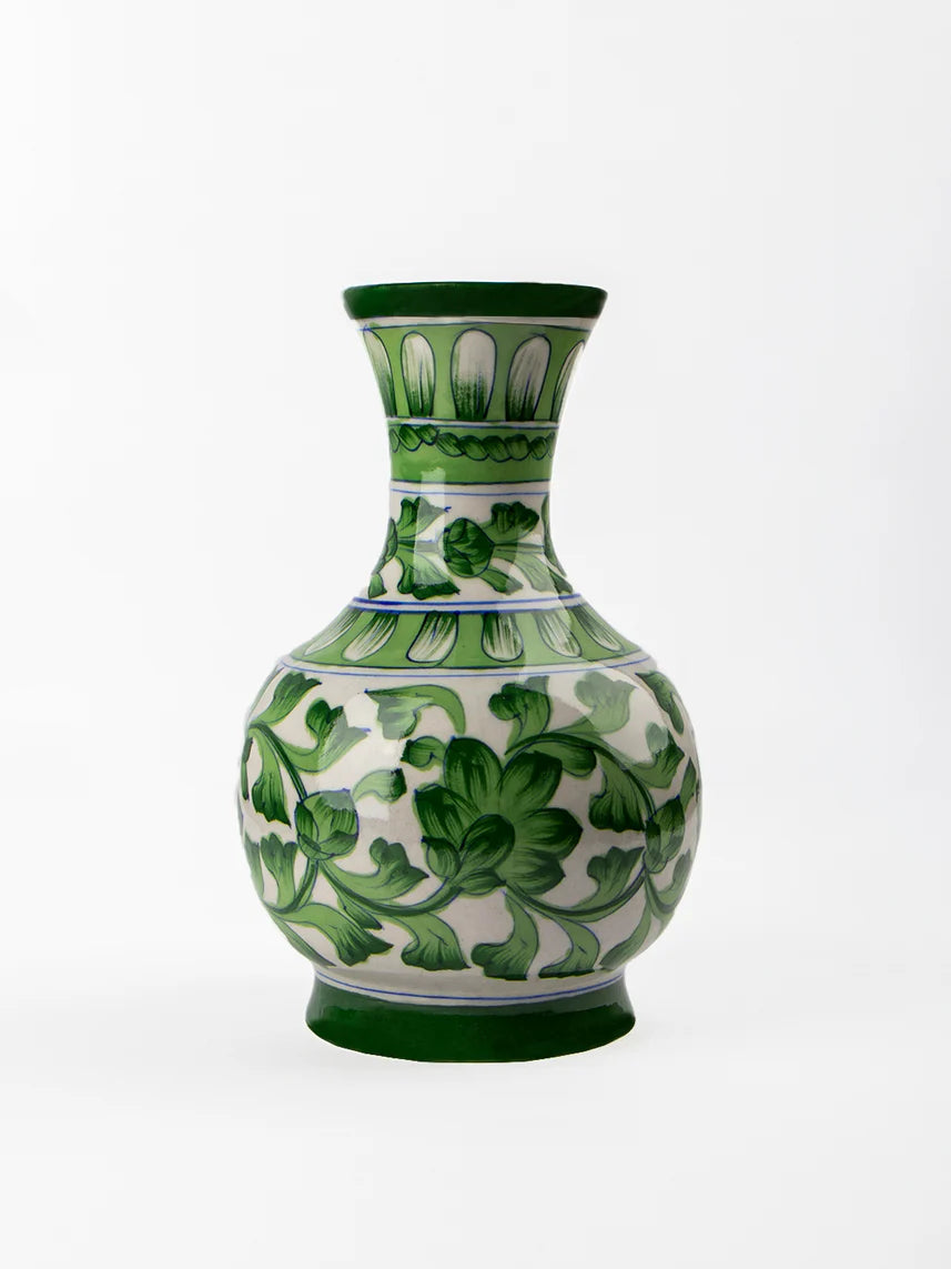 Blue Pottery Surahi Green & White