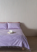 Lavender Linen Bedsheet with Pillow Covers