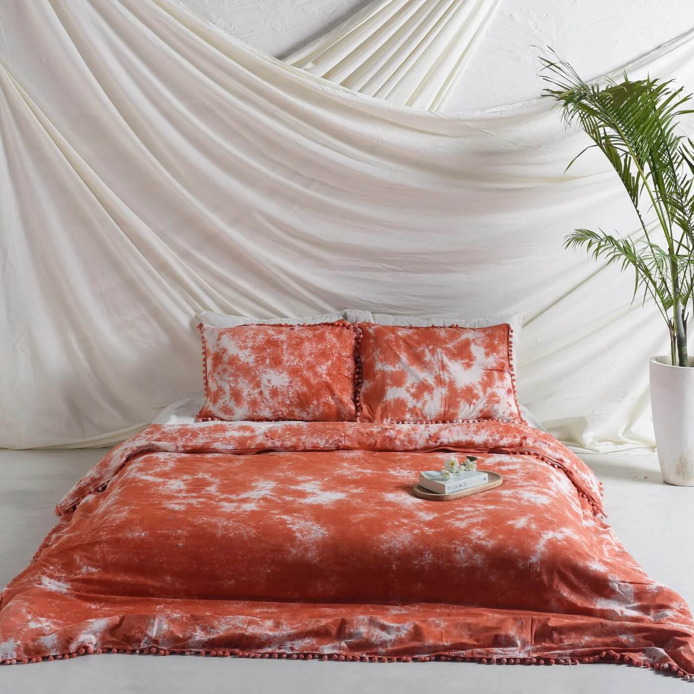 Orange Tie Dye Bedsheets with Pillow Covers Main image