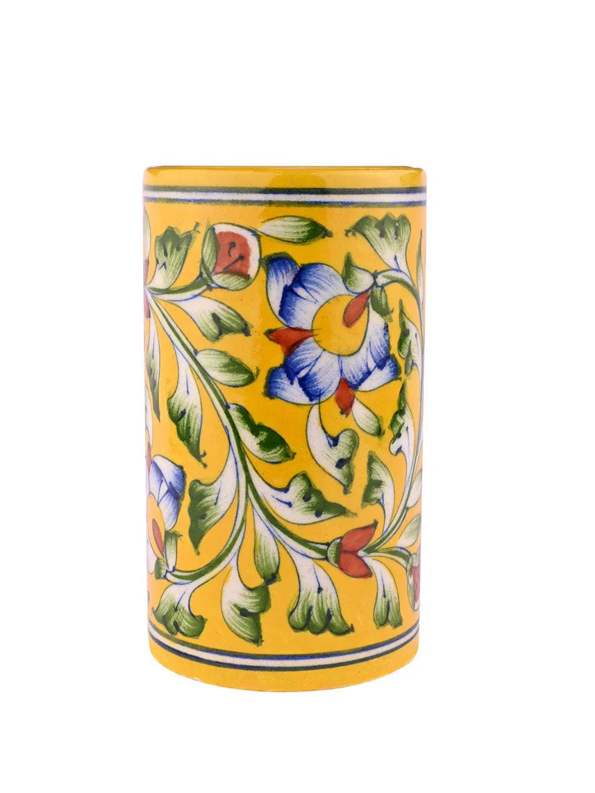 Handmade Blue pottery Cylinder Pen Stand