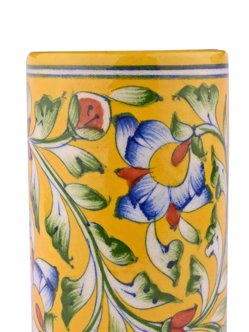 Handmade Blue pottery Cylinder Pen Stand