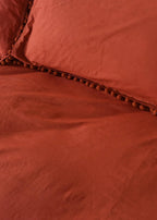 Red Linen Bedsheet with Pillow Covers